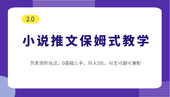 小说推文保姆式教学2.0，另类进阶玩法，0基础上手，月入5位，可主可副可兼职-有术宝库