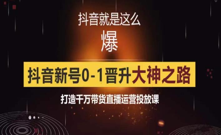 0粉自然流实战起号课，抖音新号0~1晋升大神之路，打造千万带货直播运营投放课 -有术宝库