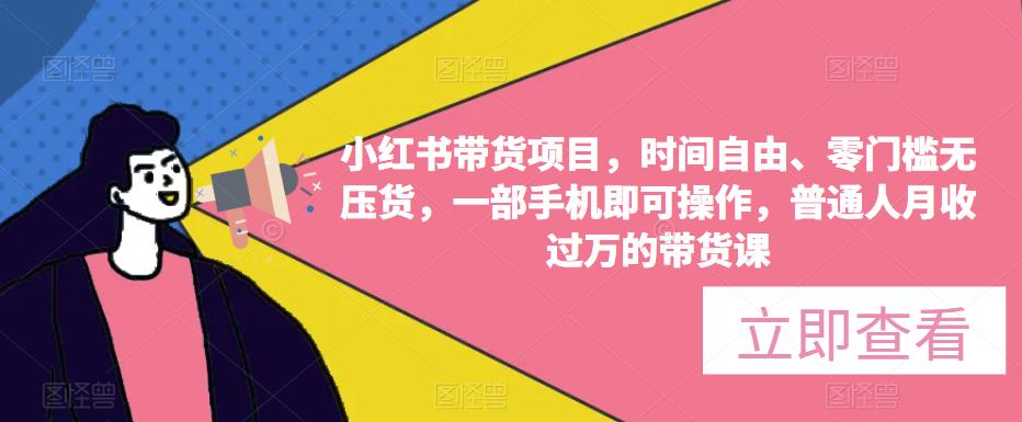 小红书带货项目，时间自由、零门槛无压货，一部手机即可操作，普通人月收过万的带货课 -有术宝库